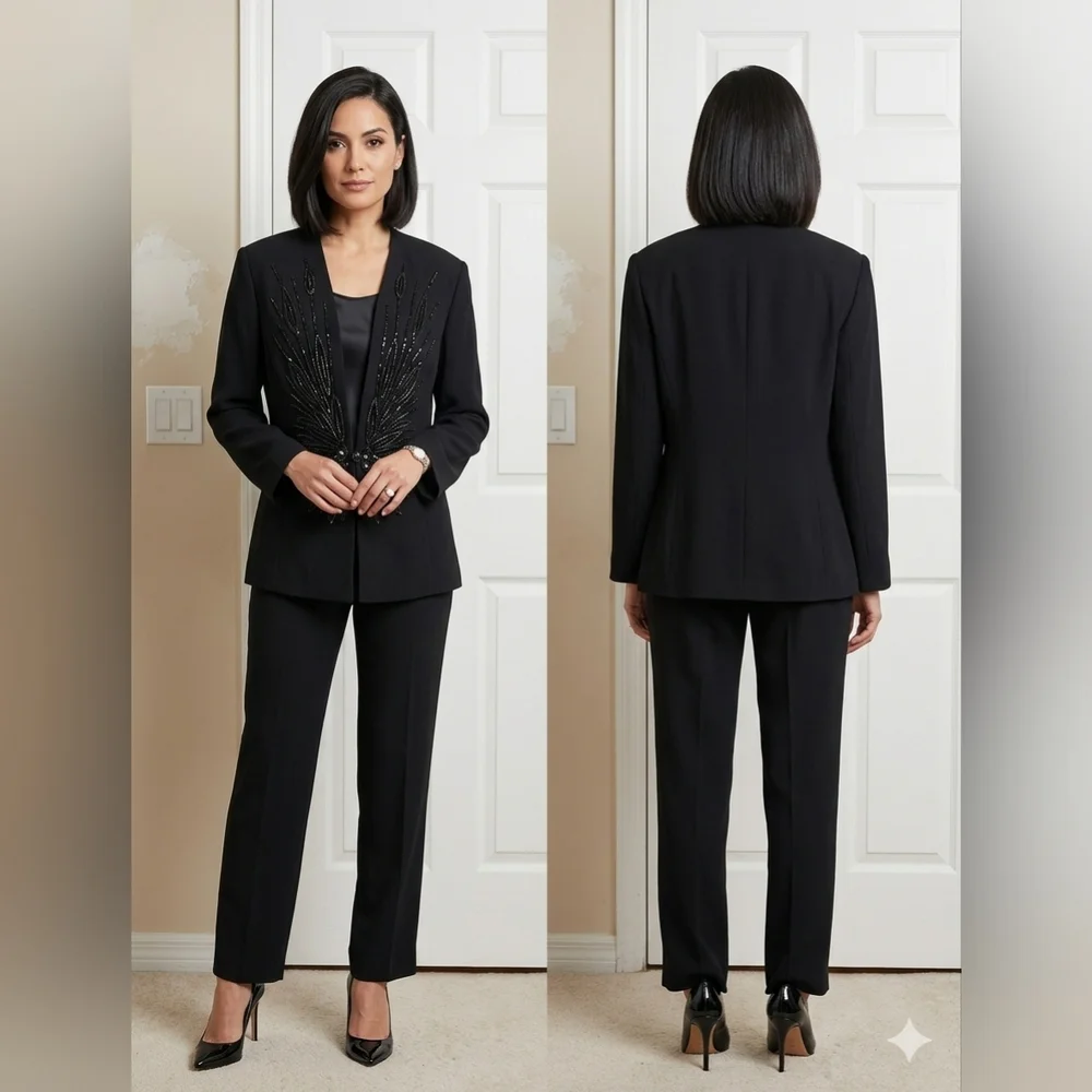 Night Studio New York Women's Vintage Beaded‎ Black Jacket in Size 14